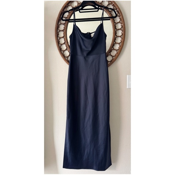 Anthro Sachin & Babi Cali Satin Midi Dress in Navy size 0 - Picture 3 of 14